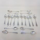 Assorted silver teaspoons, various dates and makers, 9.5 ozt