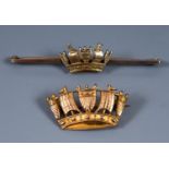 A 9ct gold Royal Navy sweetheart brooch, and another, 6.9 g (2)