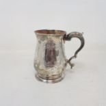 A George III silver tankard, later engraved, London 1773, 6.1 ozt, 10 cm high