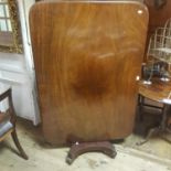 A 19th century mahogany breakfast table, on column support and shaped base on scrolled feet, 150