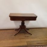 A 19th century mahogany card table, 89 cm wide