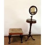 A mahogany stool, on carved cabriole legs on ball and claw feet, 54 cm wide, and a 19th century