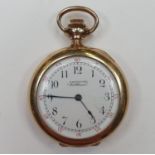 An early 20th century yellow metal open face Waltham fob watch Report by JS All in 39 g