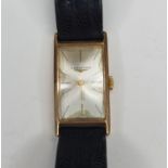 A gentleman's 9ct gold Longines wristwatch, with baton indices Watch running but we do not garente