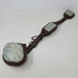 A Chinese hardwood and jade ruyi scepter, 52 cm