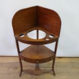 A 19th century mahogany corner washstand, 55 cm wide