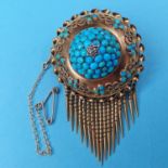 A 15ct gold and turquoise memorial brooch