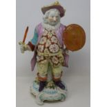 A Derby porcelain figure, Falstaff, 34 cm high Restoration to sword shield and belt and hat, various