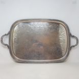 A silver plated two handle tea tray, 67 cm wide, and another similar, 60 cm wide (2)