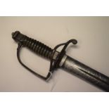 A 19th century Spadroon type sword, with a horn handle, the blade decorated a Royal coat of arms,