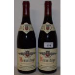 Two bottles of Domaine Jean-Louis Chave Hermitage, 1994, excellent condition, Robert Parker 88/