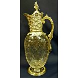 A Victorian silver and cut glass claret jug, in the manner of Thomas Webb, London 1892, 13 cm high