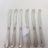 A set of six silver knives, with pistol grip handles, London 1896, loaded, 13.0 ozt (all in)