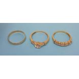 Three 14ct gold dress rings, 7.1 g (all in)