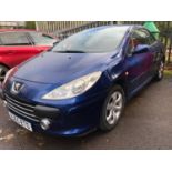 A 2005 Peugeot 307 CC (convertible) Registration number AJ55 ETO Blue with a cloth interior Alloy