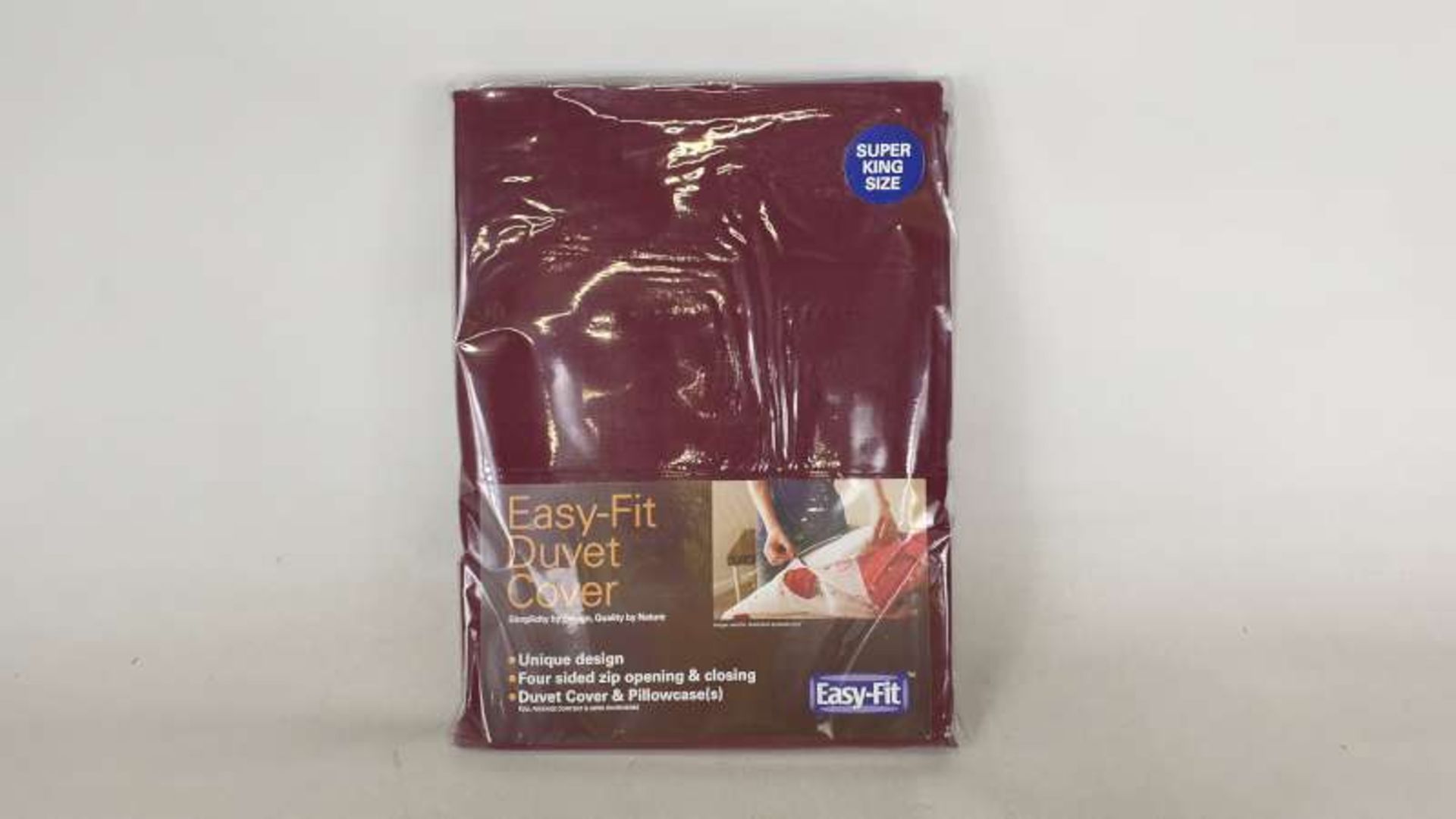 6 X BRAND NEW EASY-FIT SUPERKING SIZE CLARET DUVET + 2 PILLOWCASES RRP £66.95 PER PIECE