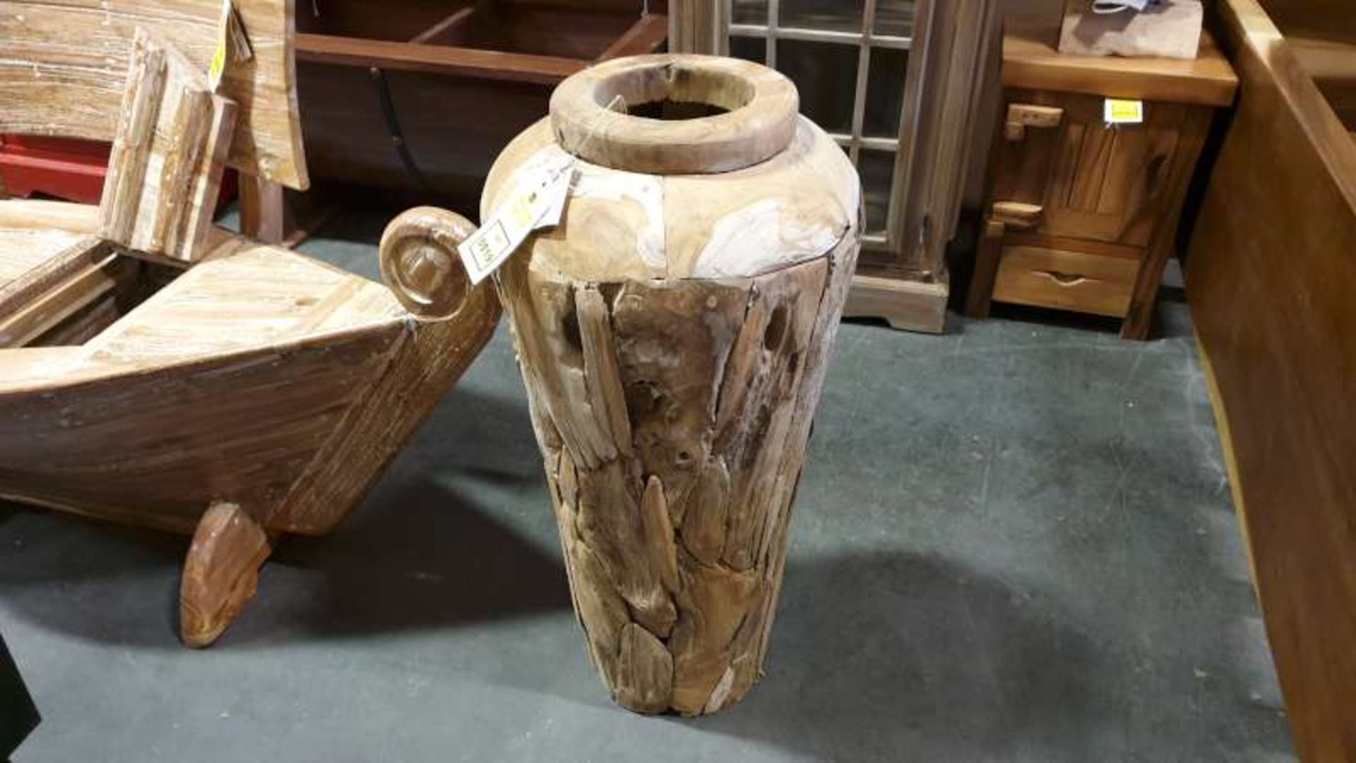 BRAND NEW SOLID TEAK ROOT WOODEN VASE DIAMETER 40CM X 85CM