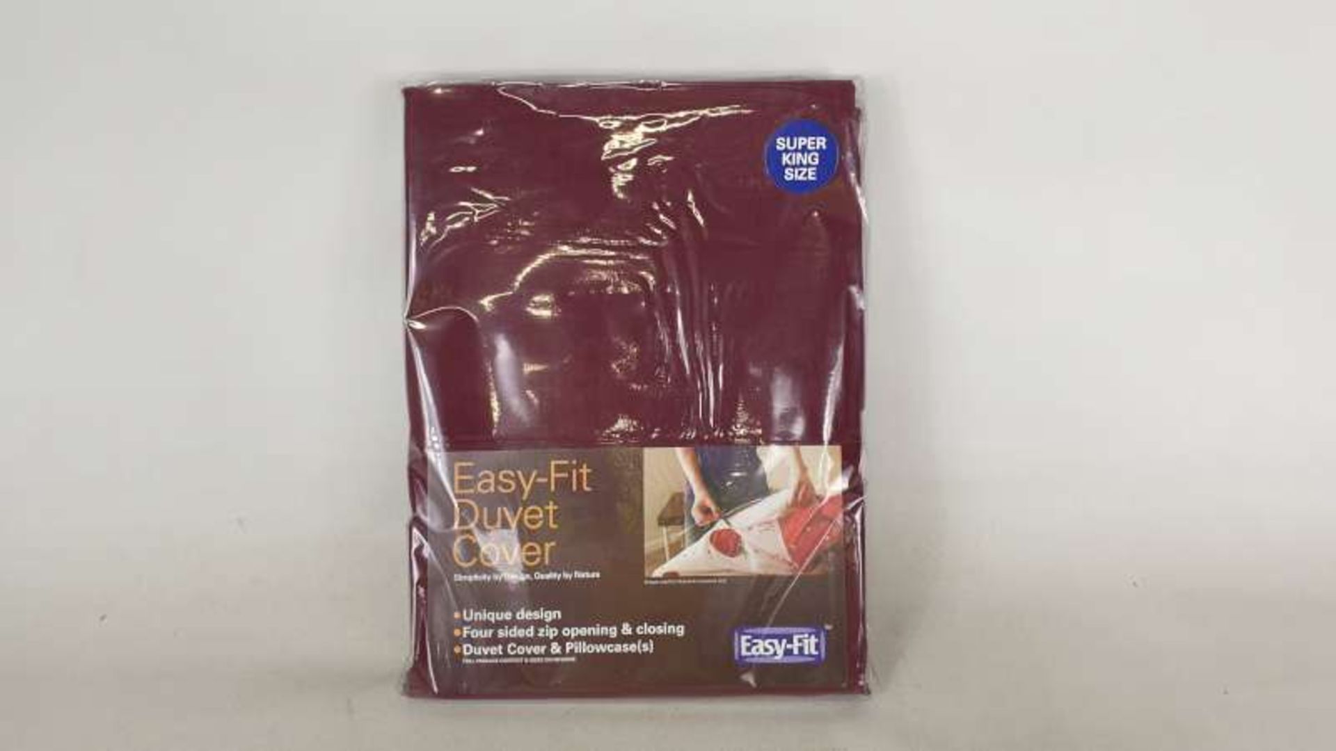 6 X BRAND NEW EASY-FIT SUPERKING SIZE CLARET DUVET + 2 PILLOWCASES RRP £66.95 PER PIECE