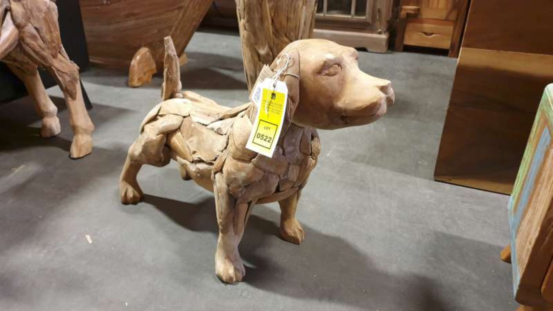 BRAND NEW SOLID TEAK ROOT WOODEN PUPPY 50CM X 50CM X 25CM