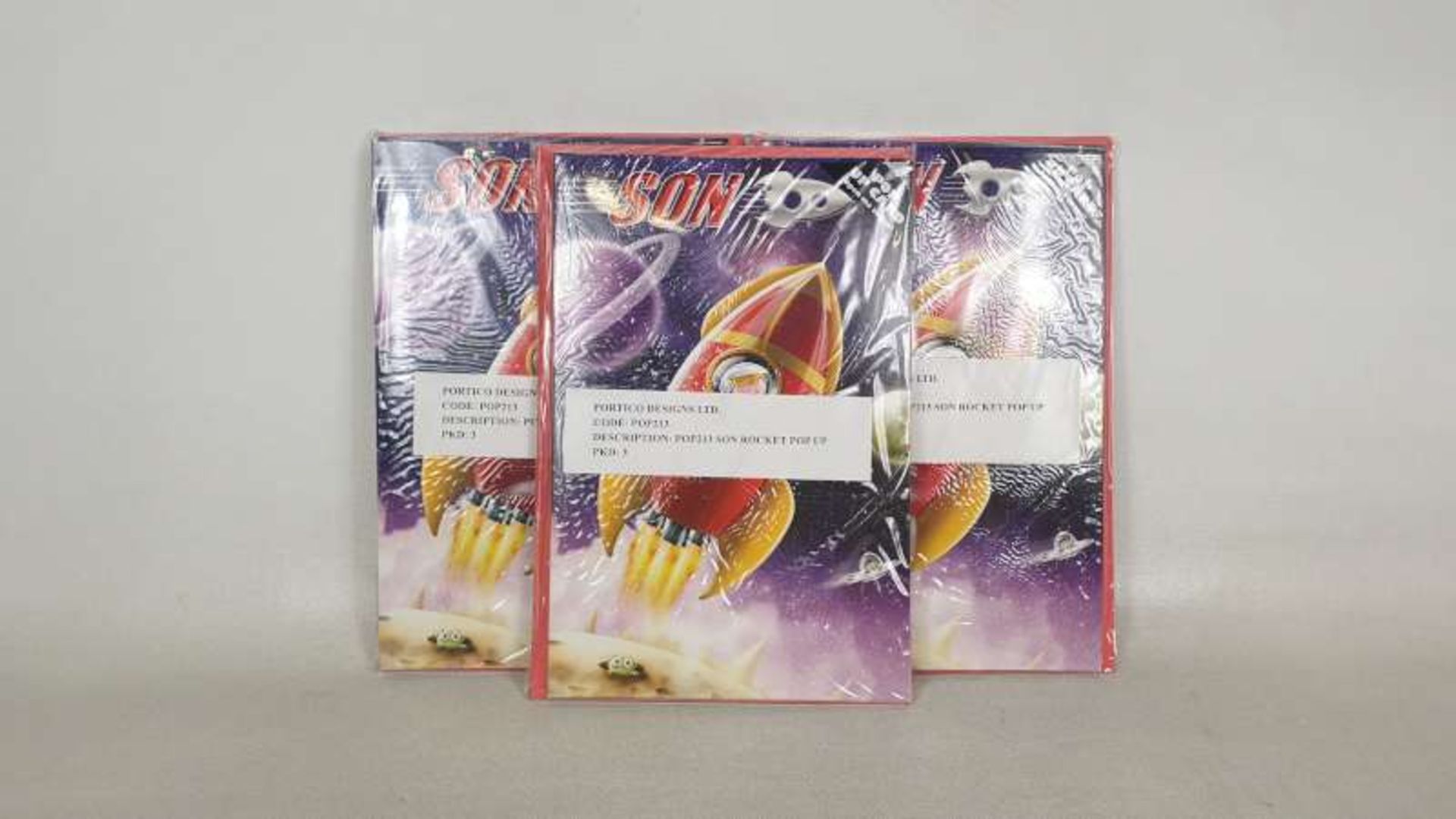 96 X PACKS OF BRAND NEW POP UP ROCKET SON BIRTHDAY CARDS WITH ENVELOPES