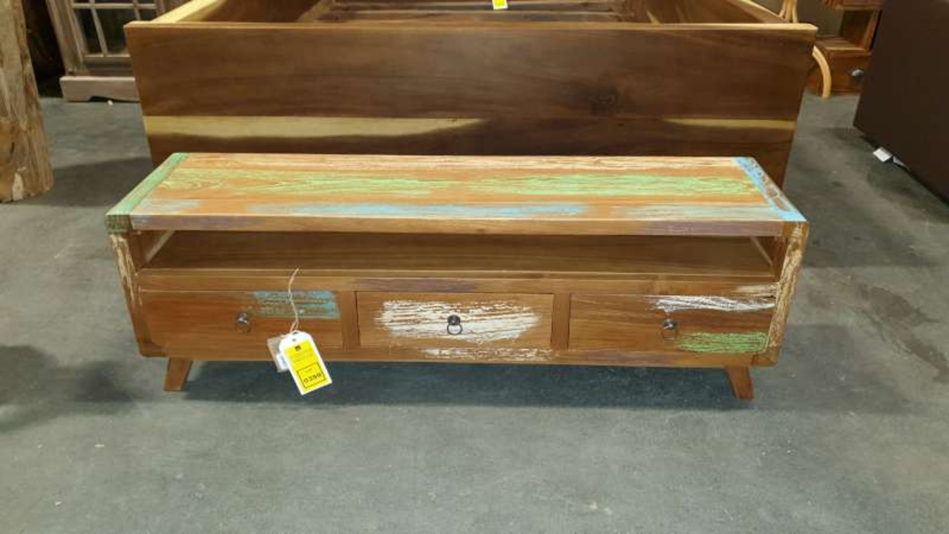 BRAND NEW SOLID TEAK WOODEN WARNA TV CABINET 3 DRAWER 120CM X 30CM X 40CM RRP £695