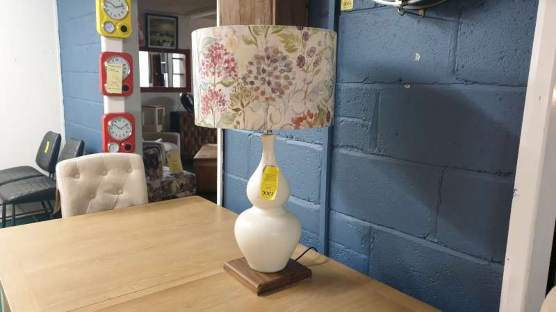 BEIGE TABLE LAMP WITH FLORAL SHADE 73CM HIGH TOTAL. RRP £199