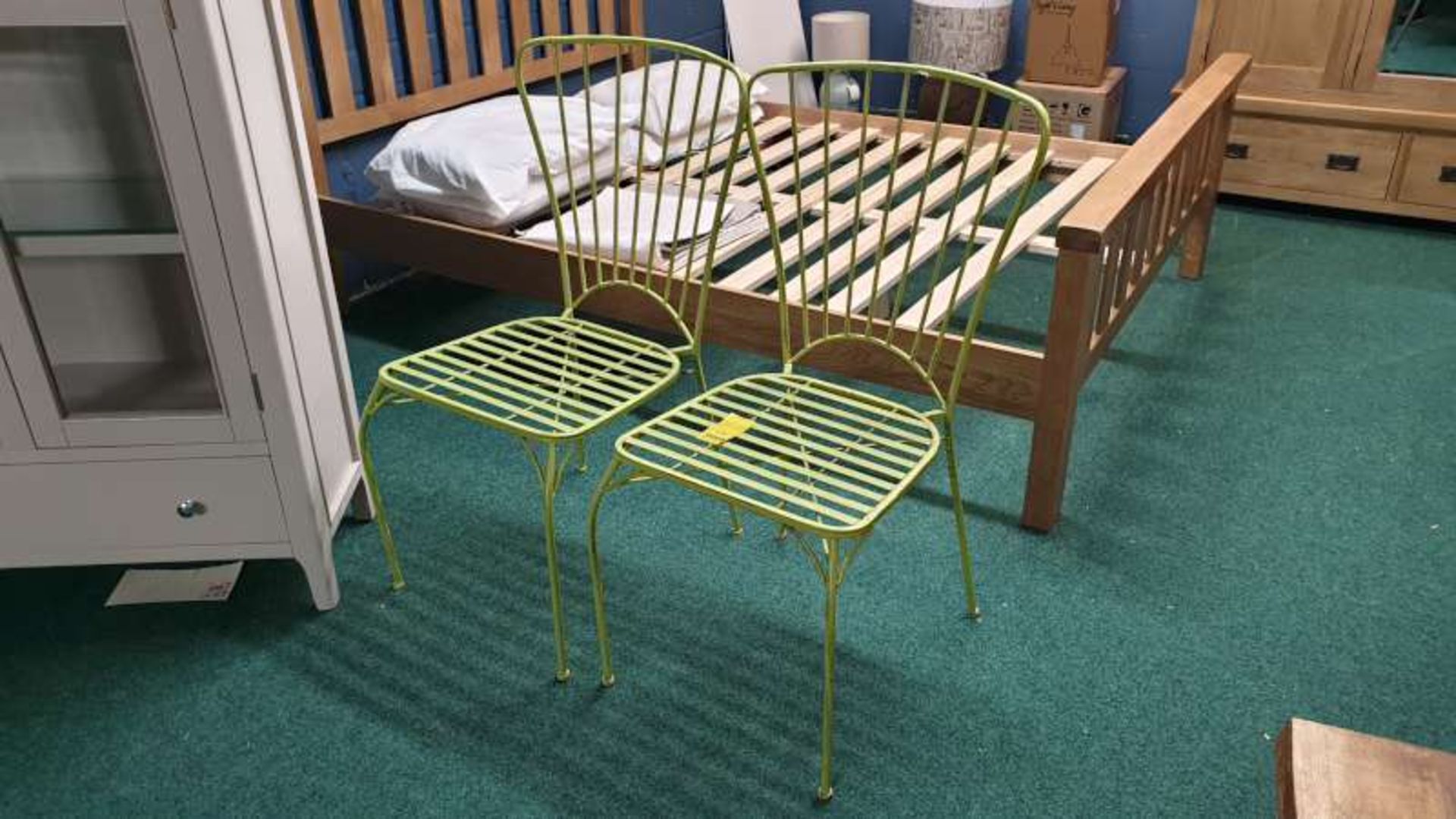 2 X VINTAGE STYLE GREEN CHAIRS RRP £104