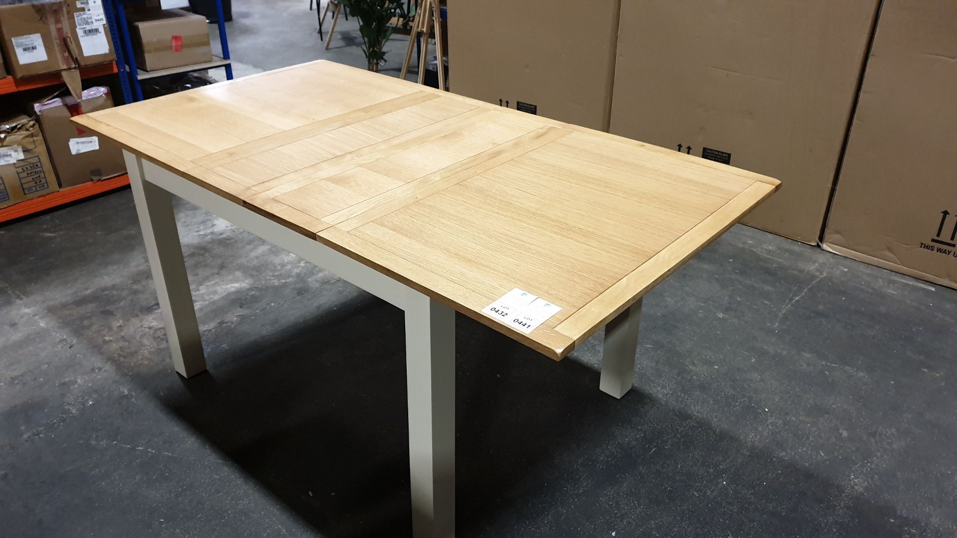 BRAND NEW BOXED HARROGATE TWO TONE EXTENDING DINING TABLE ( PLEASE NOTE THIS ITEM IS AT CHARLES