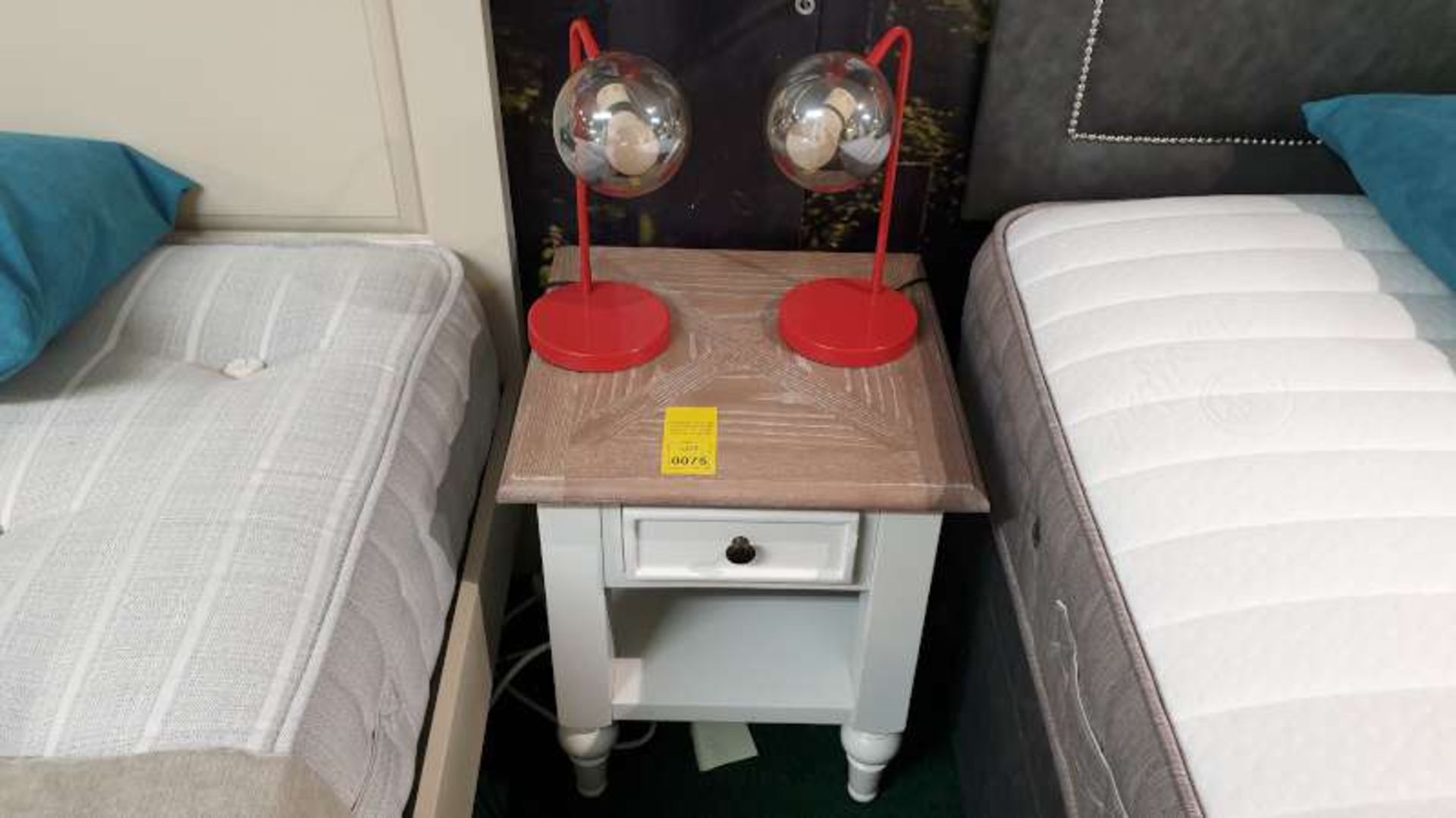 NAIRN LAMP TABLE WITH 2 RED TABLE LAMPS TOTAL RRP £279