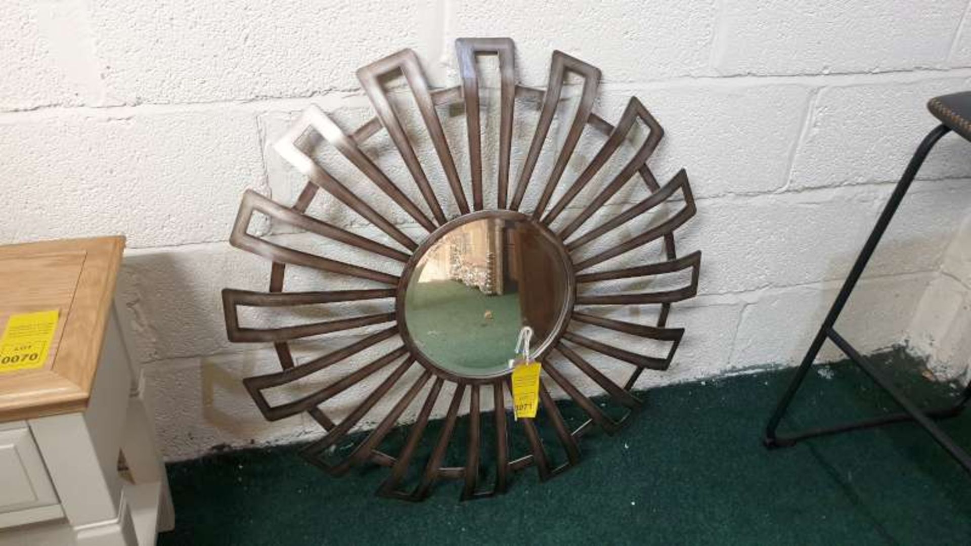 BRONZE COLOURED ROUND WALL MIRROR 80CM DIA RRP £125