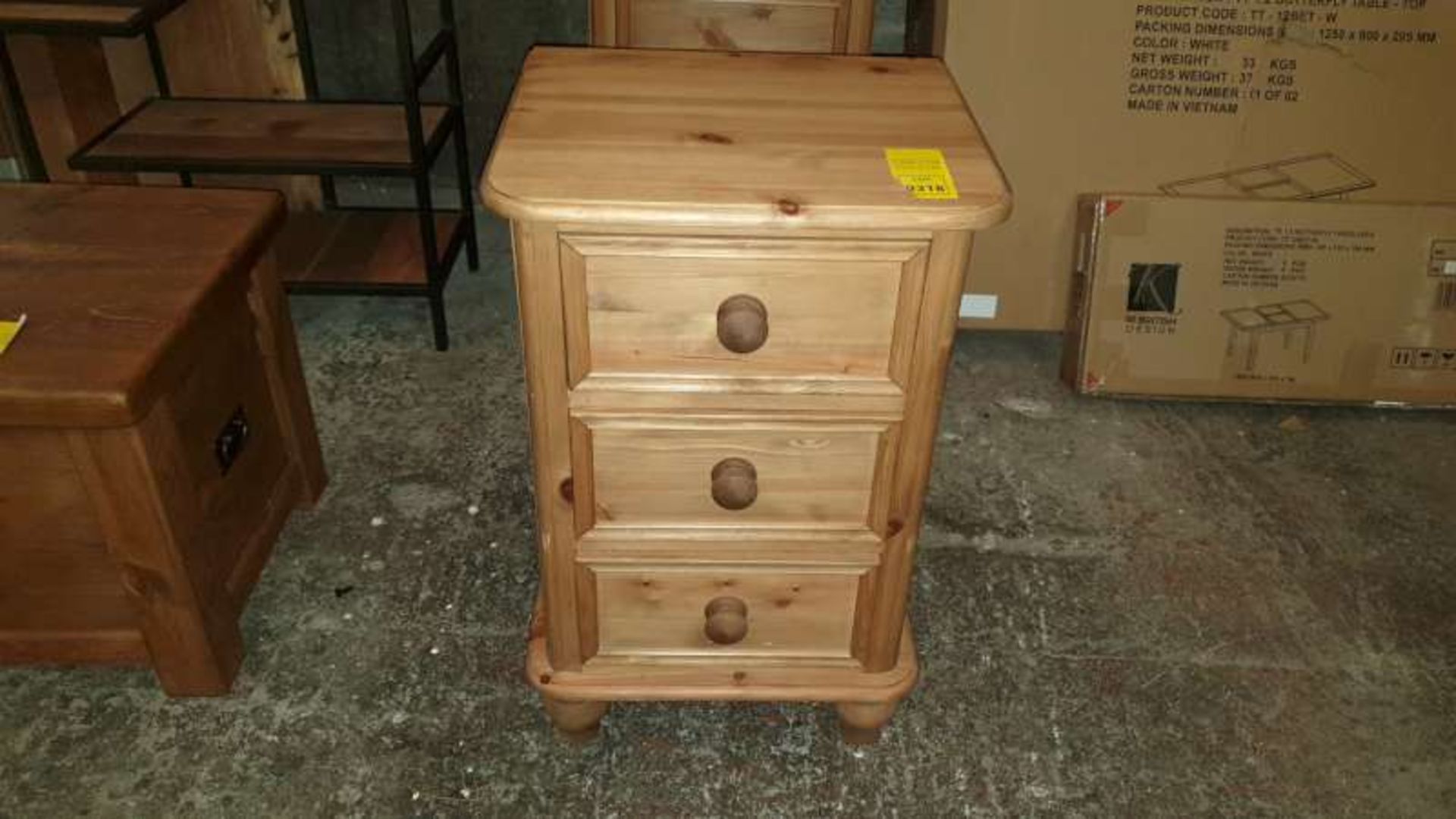 SOLID WOODEN 3 DRAWER CHEST 46 X 38 X 73CM HIGH RRP £149