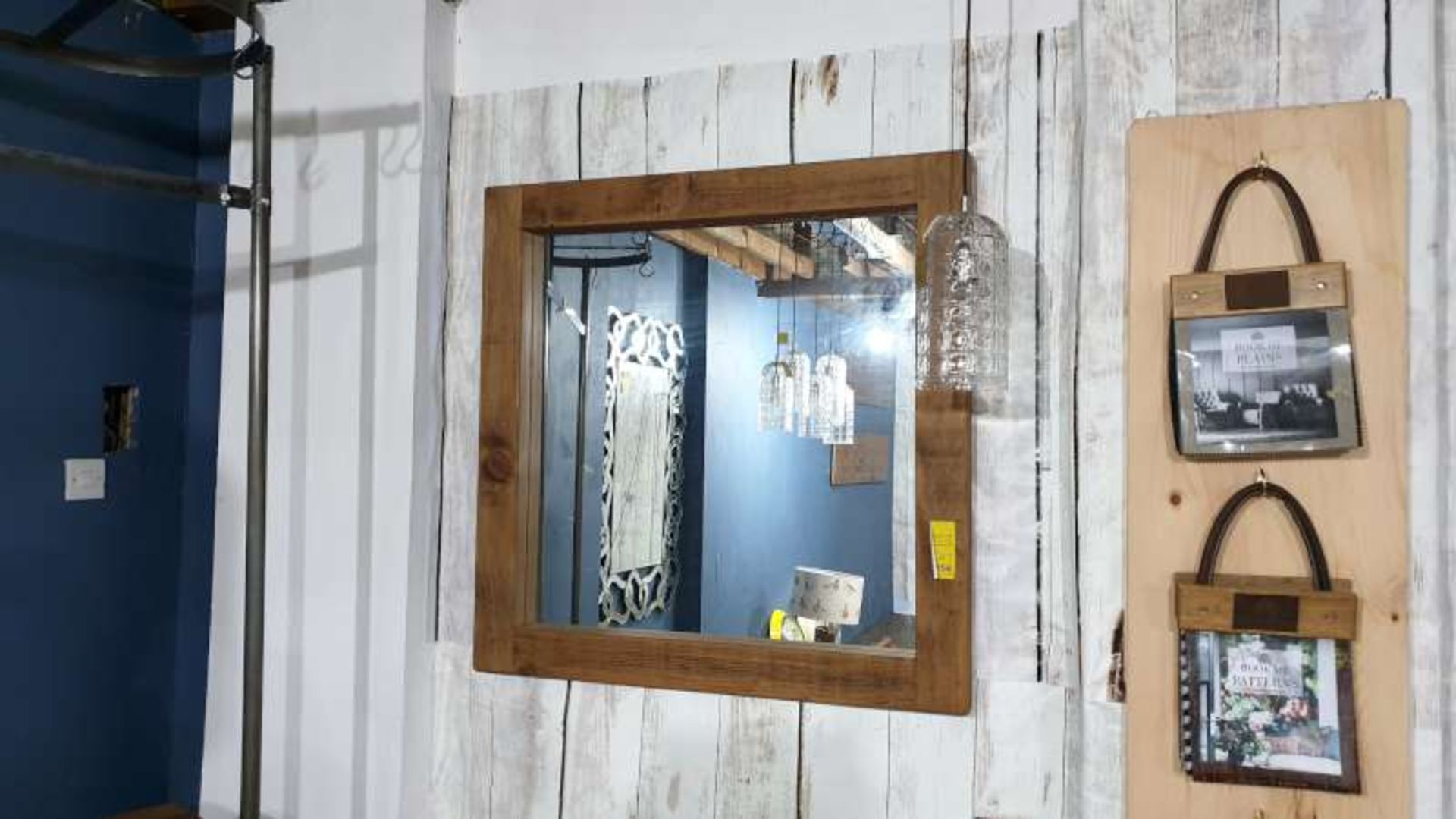 LOT CONTAINING XANA CEILING LIGHT AND A 100 X 100 PLANK WALL MIRROR TOTAL RRP 230.00