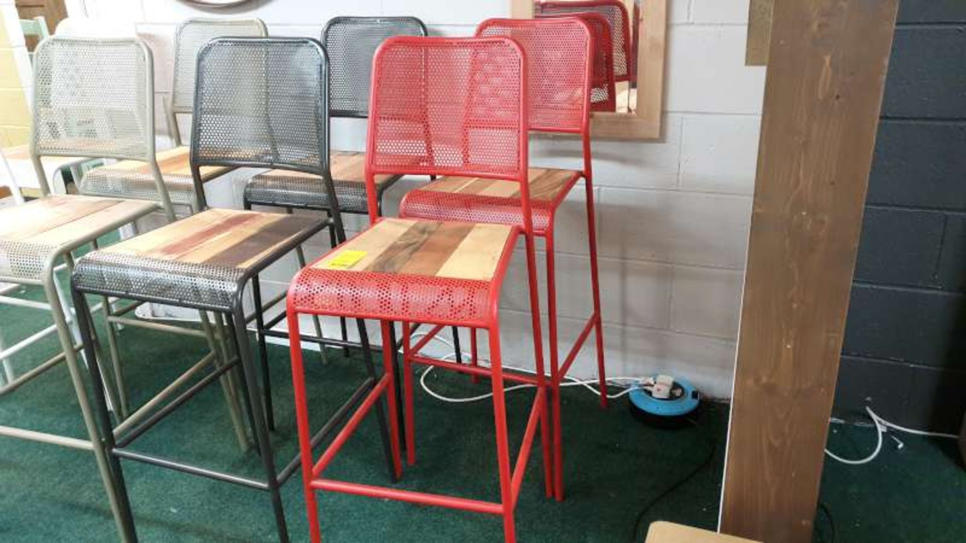 PAIR OF KLEO BAR STOOLS RED RRP £480 PAIR