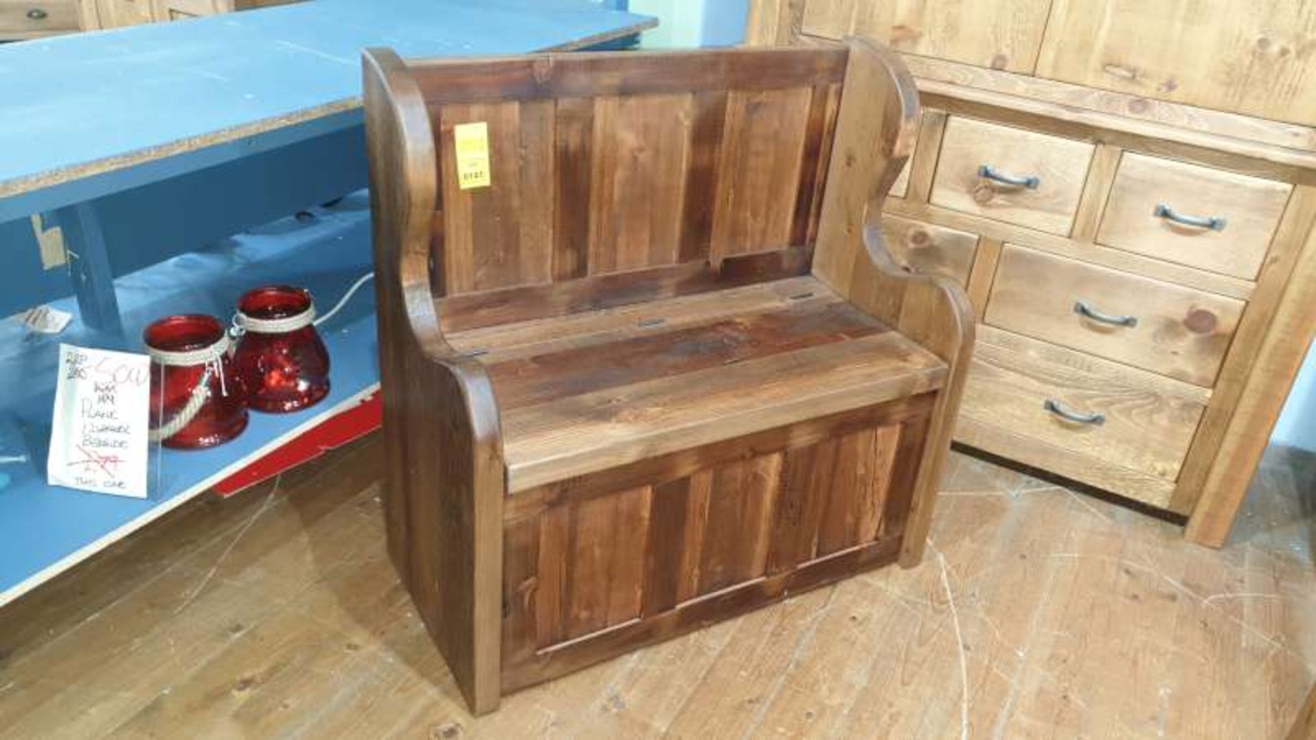 RECLAIMED WOODEN SETTLE BENCH WITH STORAGE RRP 449.00