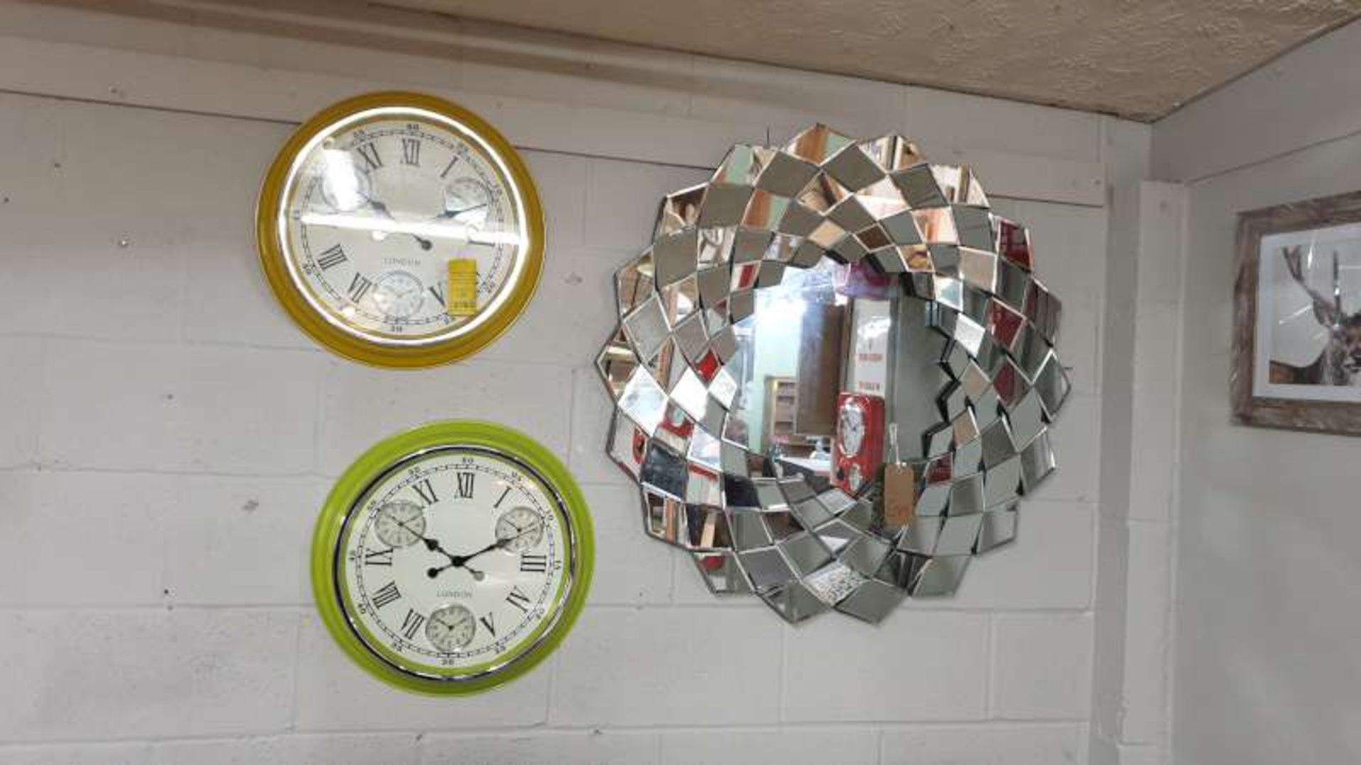 LOT CONTAINING 2 X CLOCKS AND A MIRROR TOTAL RRP 300.00