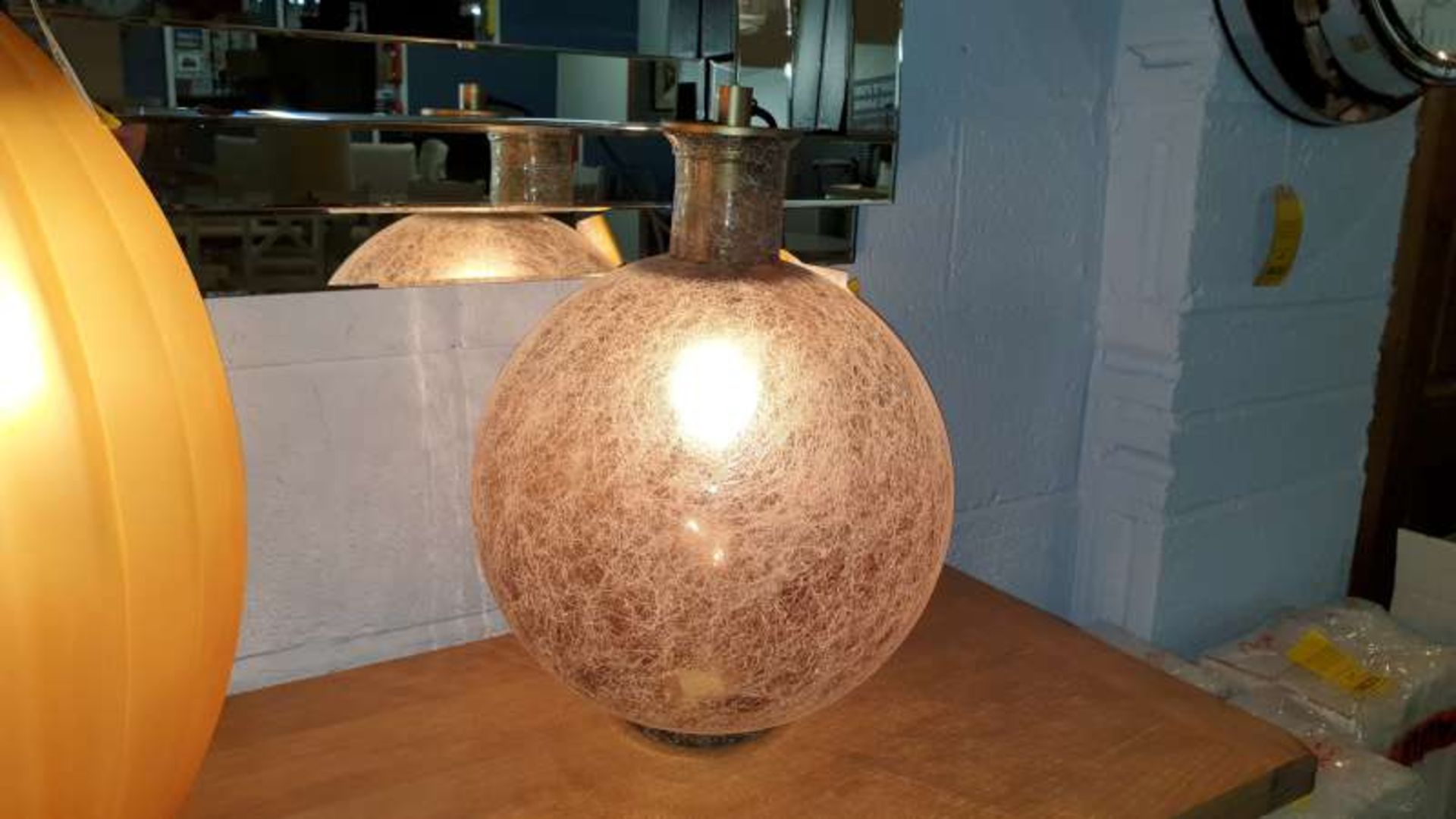 AMBER GLASS LAMP WITH INVERTED FITTING RRP £115