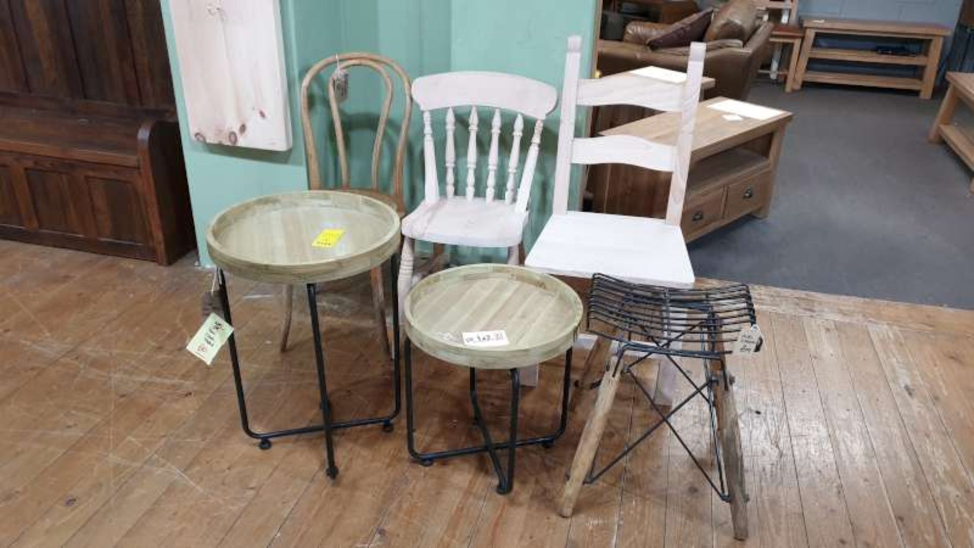 LOT CONTAINING 3 X VARIOUS CHAIRS, 2 X TIKAL TABLES AND A STOOL