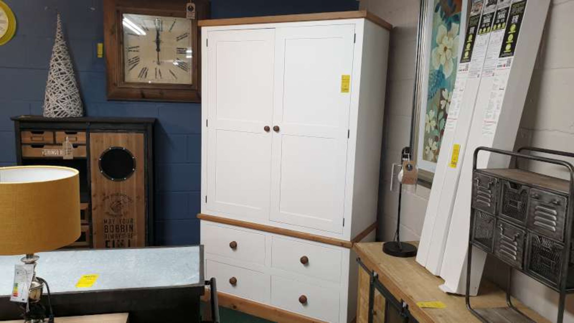 NATURAL WOOD AND WHITE GIANT LARDER UNIT 120 X 55 X 200CM HIGH RRP £1399