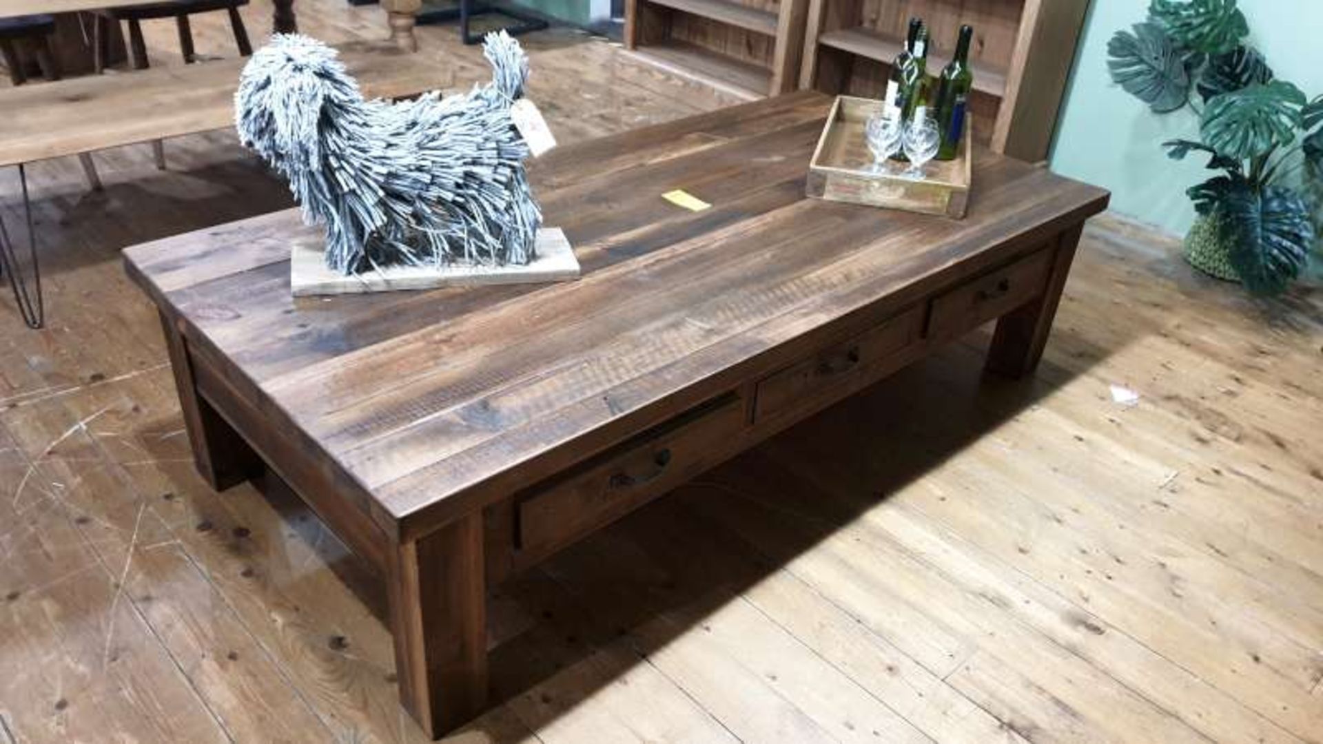 6 DRAWER RECLAIMED WOOD COFFEE TABLE SIZE L1825MM X W900MM X H480MM RRP 889.00