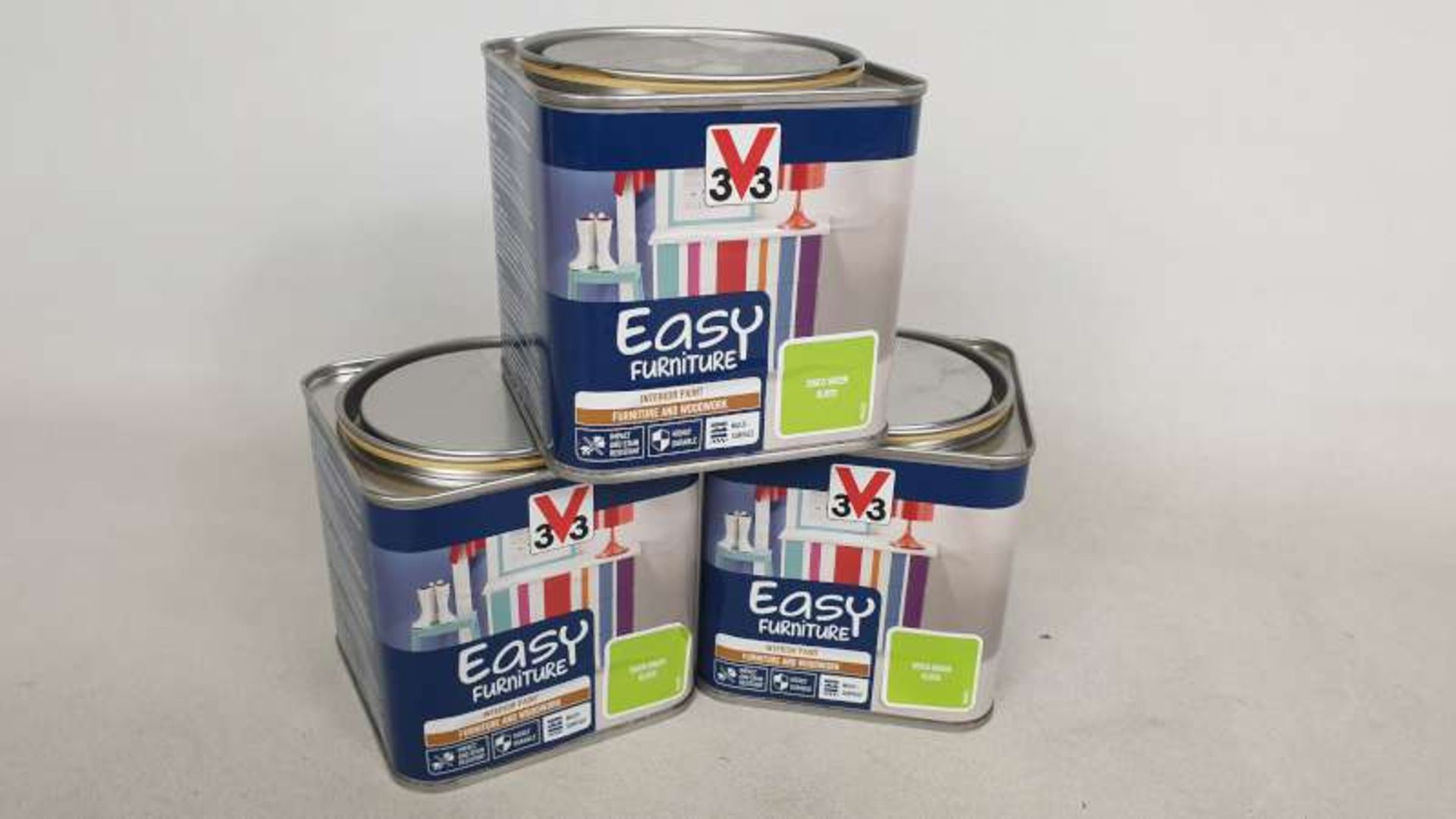 20 X BRAND NEW 0.5 LITRE V33 EASY FURNITURE INTERIOR PAINT COLOUR DISCO GREEN GLOSS