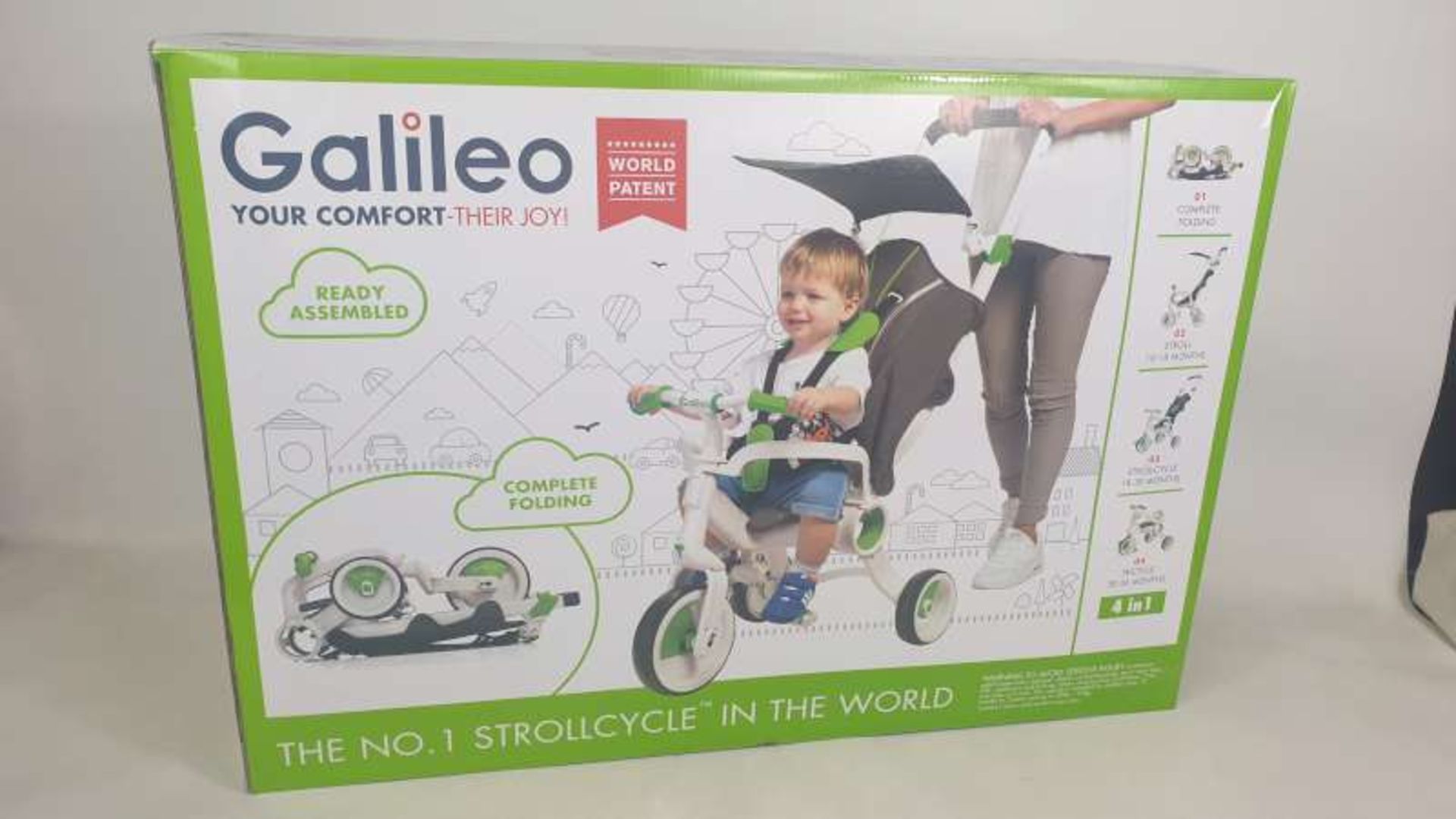 BRAND NEW BOXED GALILEO 4 IN 1 FOLDABLE STROLLCYCLE