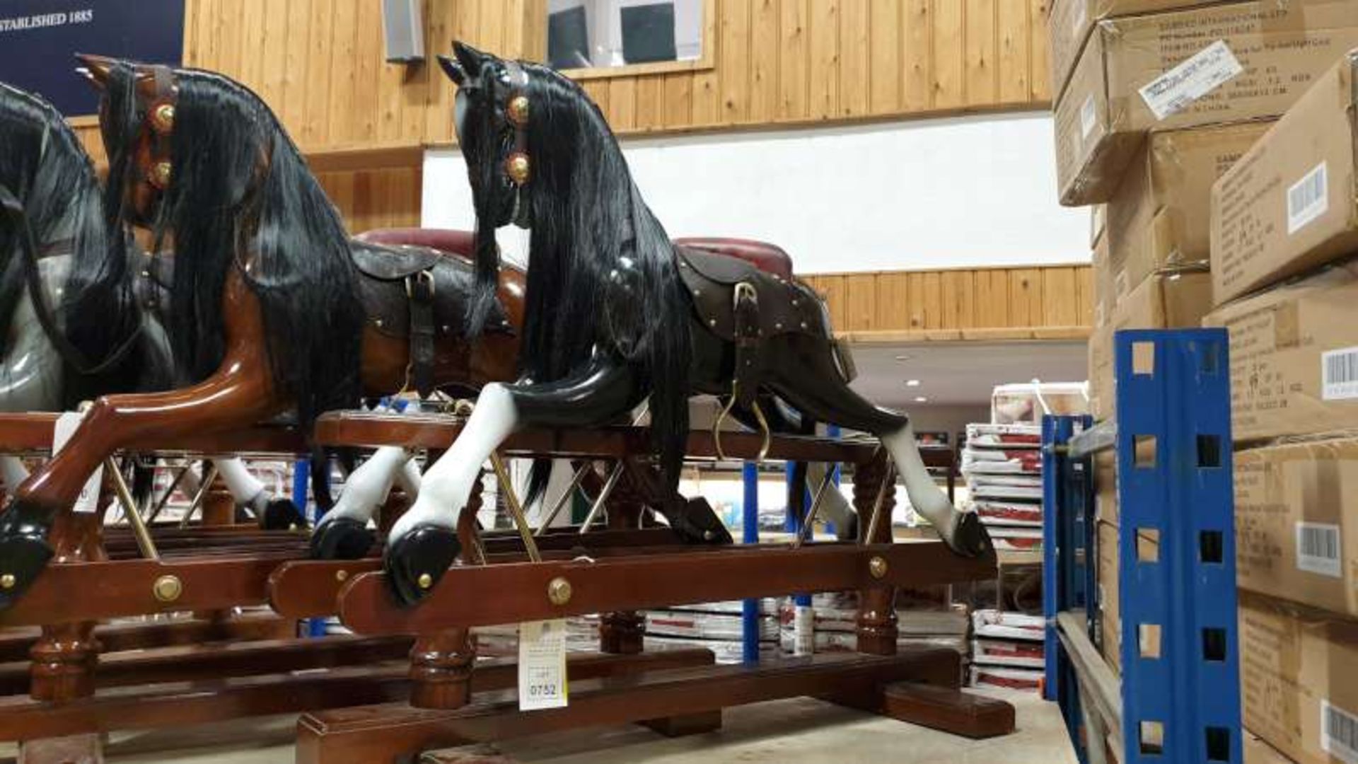 BRAND NEW SOLID MAHOGANY WOODEN BLACK ROCKING HORSE 110CM X 90CM X 45CM RRP £1000