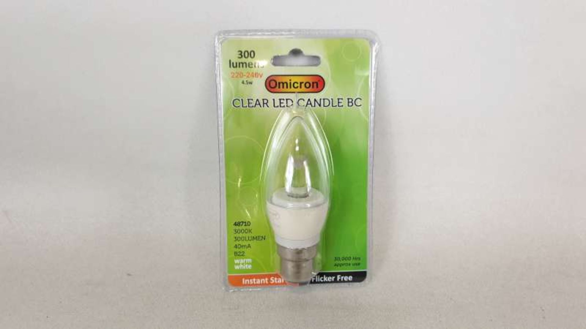 300 X 4.5 WATT OMICRON CANDLE LIGHT BULBS