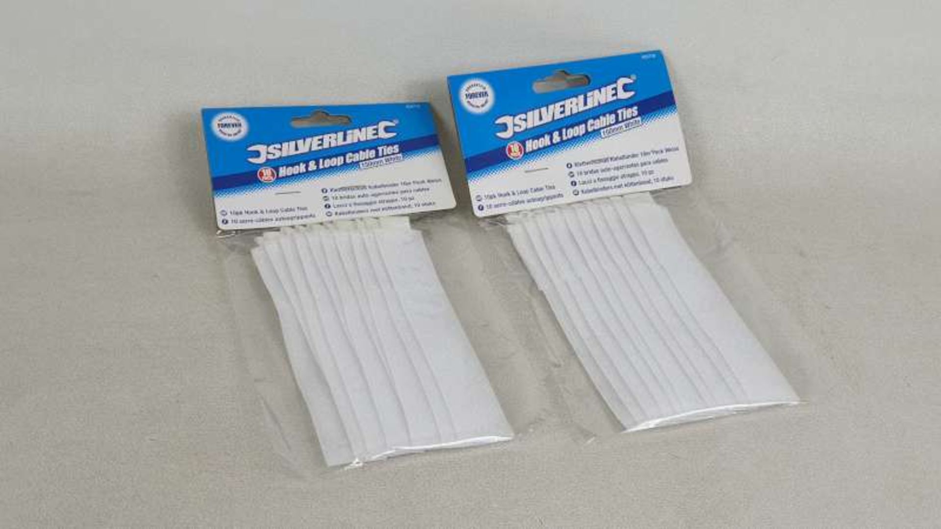 200 X PACKS OF 10 SILVERLINE HOOK AND LOOP CABLE TIES IN 1 BOX