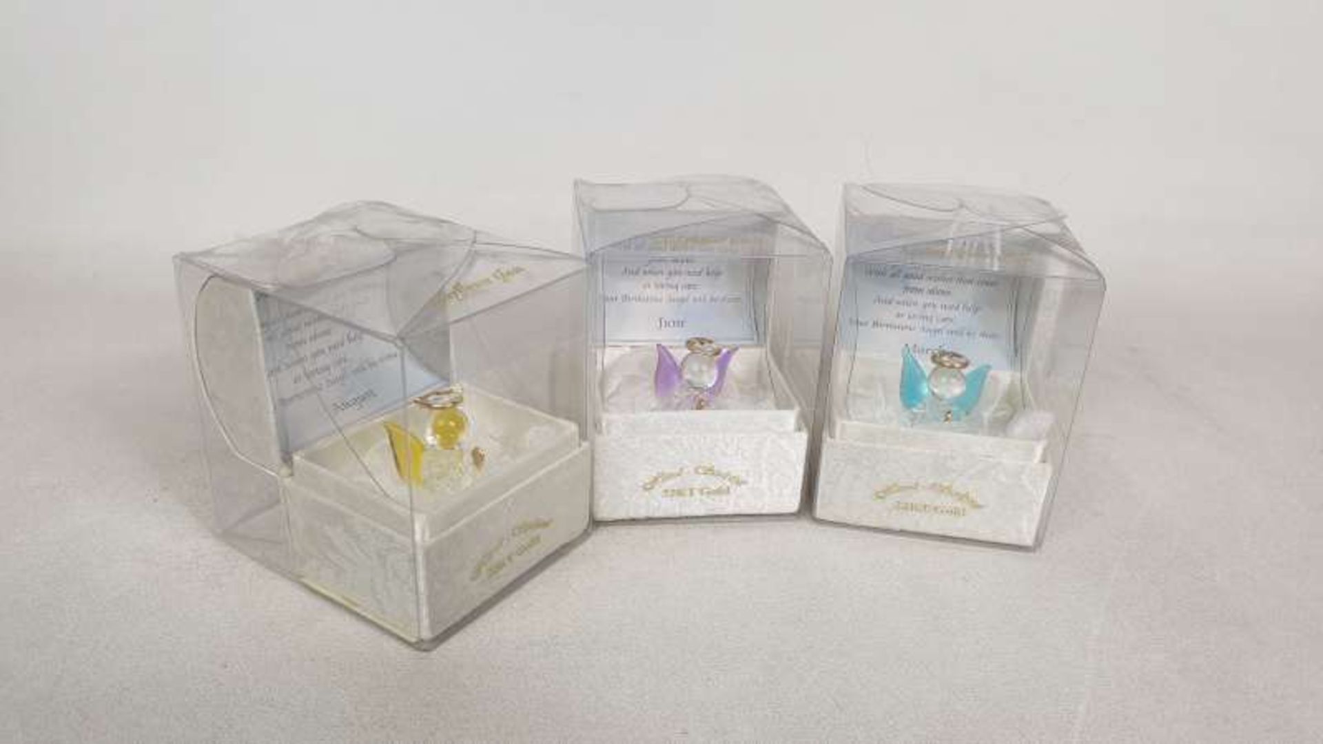 90 X BRAND NEW BOXED HAND SCULPTURED 22KT GOLD BIRTHSTONE ANGELS WITH CERTIFICATION OF