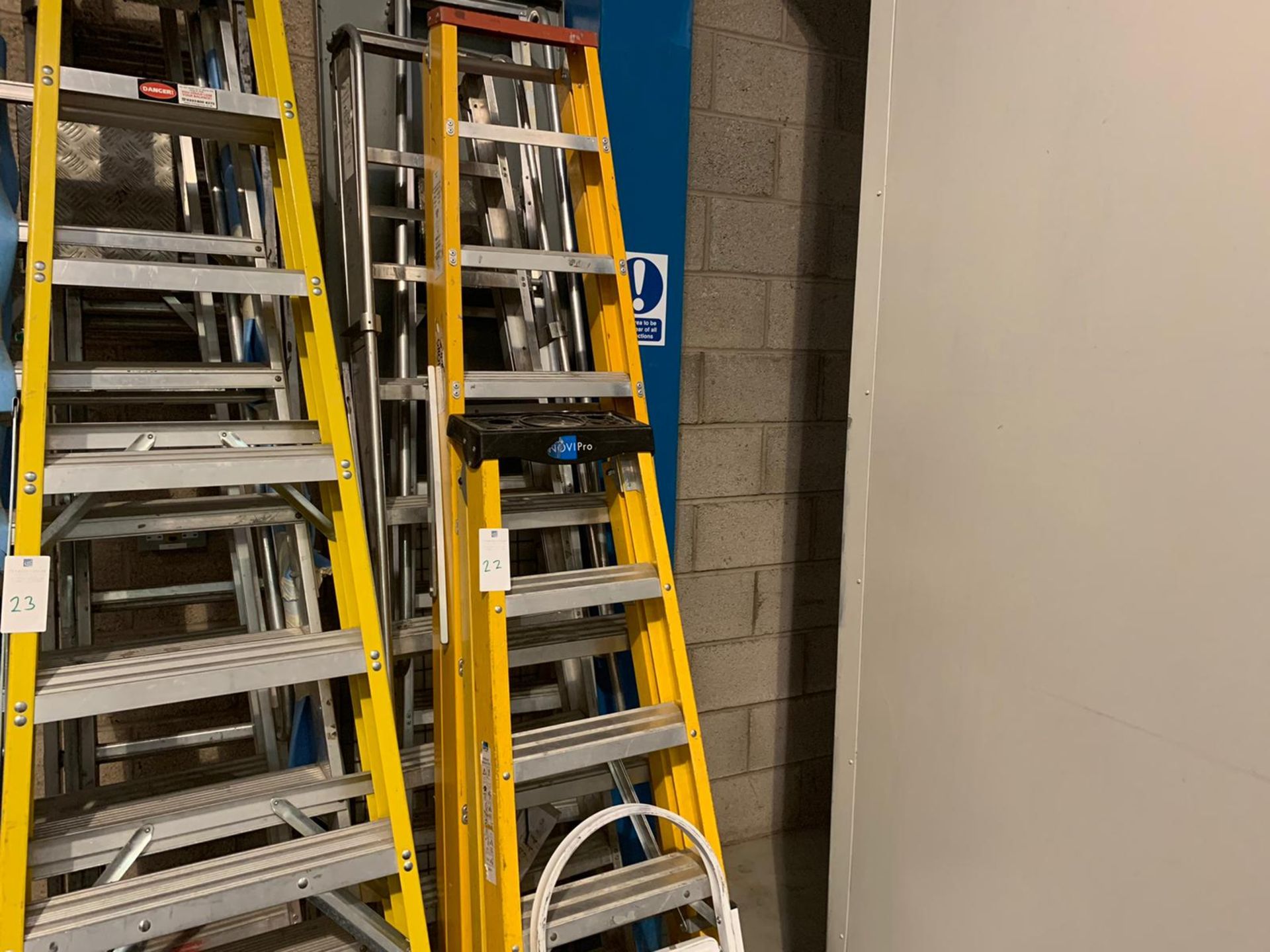 4 X VARIOUS METAL WORK LADDERS