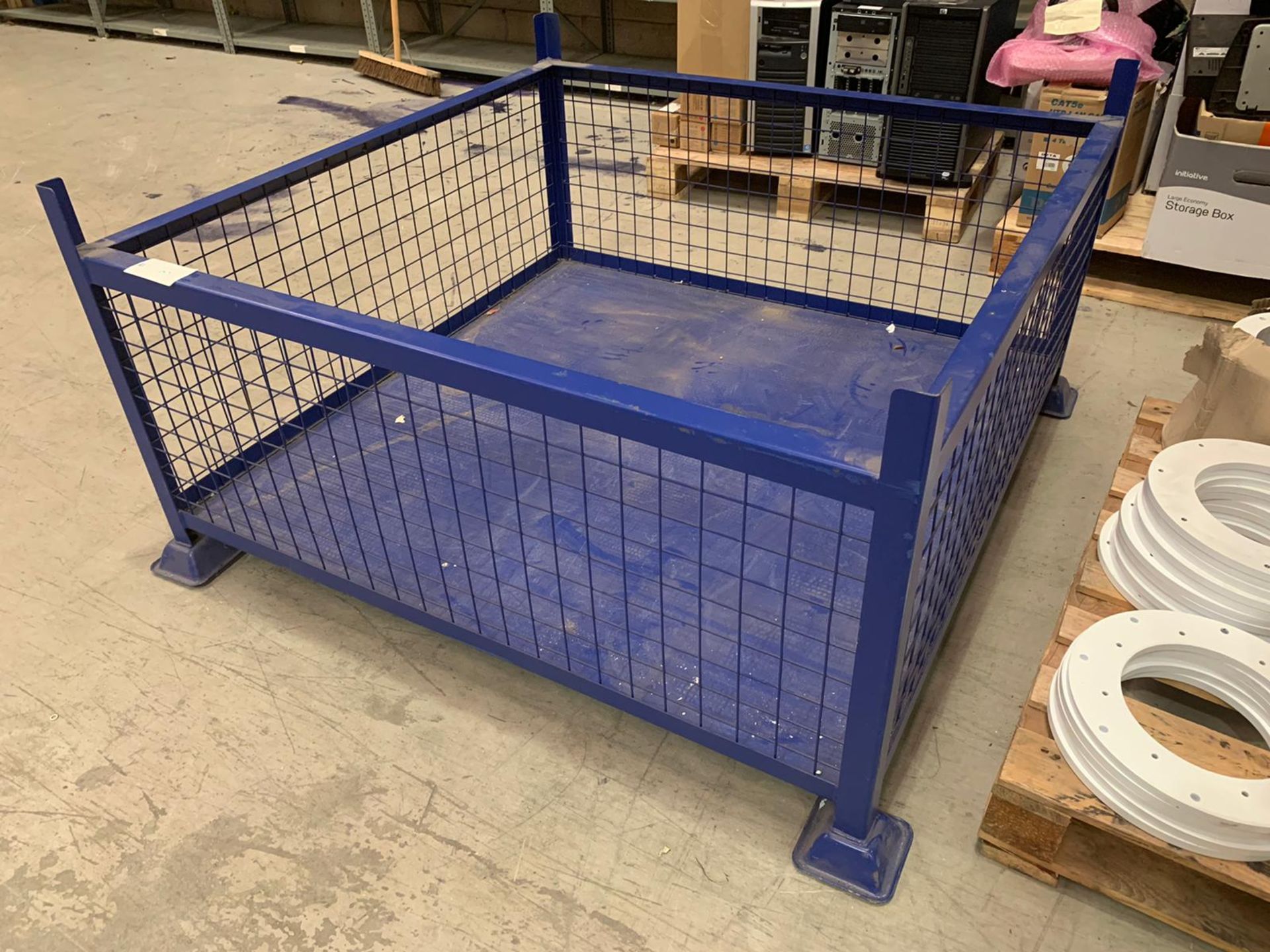 LARGE BLUE METAL CRATE