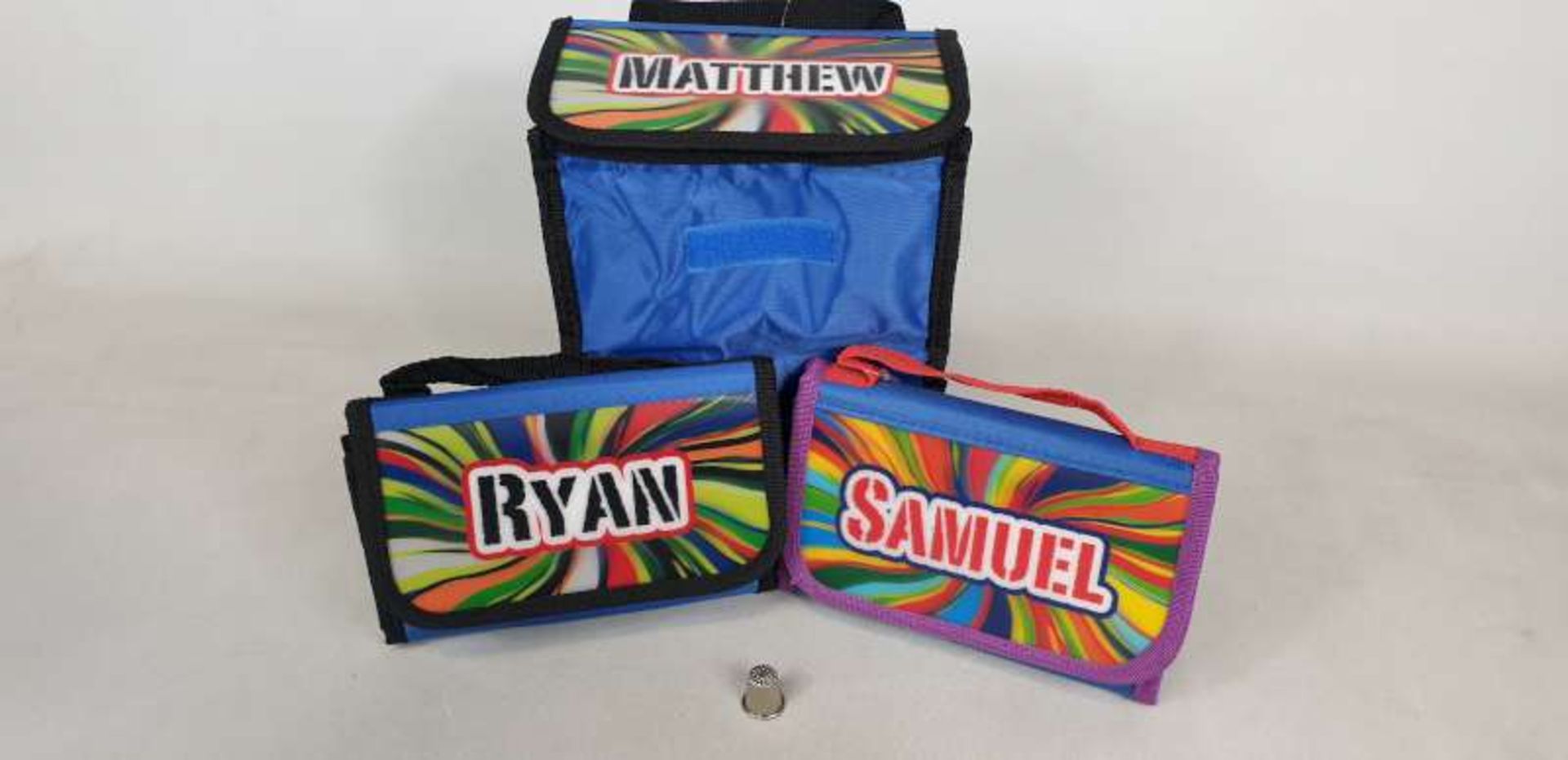 200 X PERSONALIZED LUNCH BAGS IN VARIOUS NAMES IN 5 BOXES