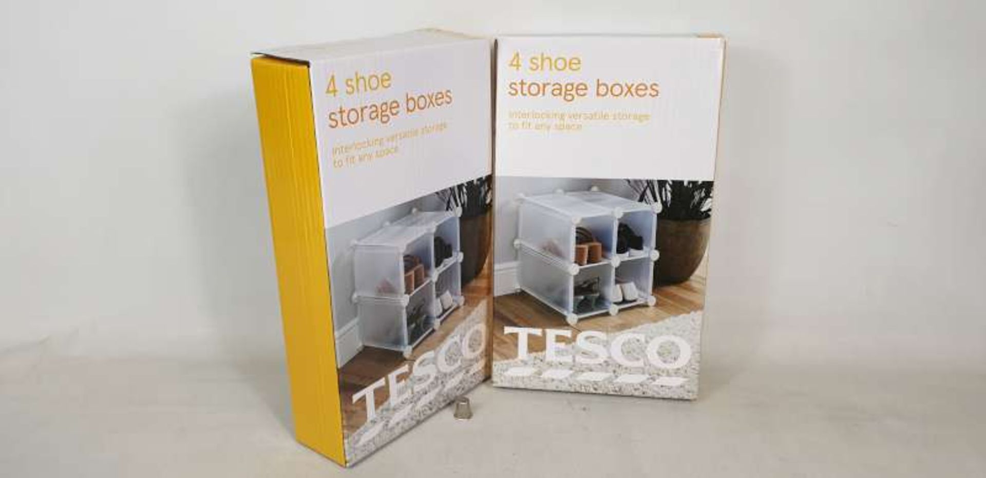 20 X BRAND NEW BOXED TESCO INTERLOCKING SHOE STORAGE BOXES 4 PACKS IN 5 BOXES