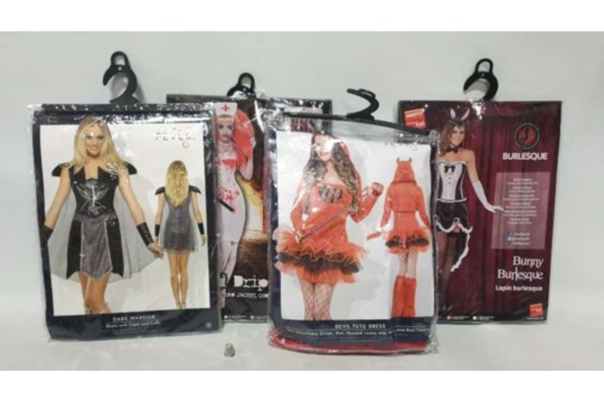 48 X BRAND NEW SMIFFYS / FEVER ADULT COSTUMES IN VARIOUS STYLES AND SIZES IN 2 BOXES
